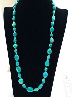 Sally C Treasures Womens Necklace Sterling Silver Blue Turquoise 26 Inch